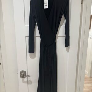 MANGO Stretchy Elegant Black Wrap Dress with Tags